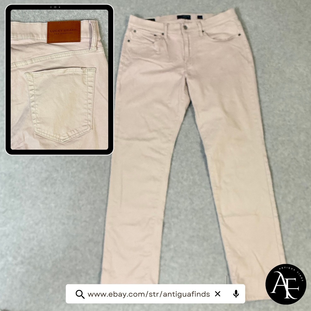 Lucky Brand 121 Slim Straight Khaki Chino Pants Mens 34x32 Light Sand Tan
